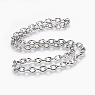 304 Stainless Steel Cable Chains Necklaces, with Lobster Claw Clasps, Stainless Steel Color, 19.8 inch(50.2cm)(NJEW-F242-08P)