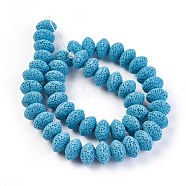 Natural Lava Rock Beads Strands, Dyed, Rondelle, Deep Sky Blue, 13~13.5x8.5~8.7mm, Hole: 2.5mm, about 46~47pcs/strand, 15.5 inch~15.94 inch(38.5~40.5cm)(G-I220-17A-08)