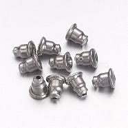 304 Stainless Steel Ear Nuts, Bullet Earring Backs, Stainless Steel Color, 6x5mm(STAS-E019-3)