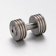201 Stainless Steel Beads, Sports Beads, Dumbbell, Stainless Steel Color, 19x11mm, Hole: 2mm(STAS-D429-10)