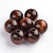 Natural Wood Beads, Round, Lead Free, Dyed, Deepcoffee, 24-25mm in diameter, hole: 5mm(X-TB25MMY-6)