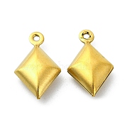 Ion Plating(IP) 304 Stainless Steel Pendants, Rhombus Charms, Real 18K Gold Plated, 15.5x9.5x4.5mm, Hole: 1mm(STAS-L024-015G)