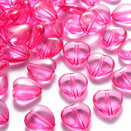 Transparent Acrylic Beads, Heart, Camellia, 13.5x13.5x5.5mm, Hole: 1.5mm, about 775pcs/500g(TACR-S154-54B-82)