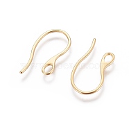 304 Stainless Steel Earring Hooks, with Horizontal Loop, Real 18K Gold Plated, 22.5x11.5x1mm, Hole: 2x3.5mm, 19 Gauge, Pin: 1x0.9mm(STAS-E464-04G)