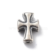 925 Sterling Silver Slide Charms, Cross, 925 Sterling Silver Plated, 9.5x7x3.5mm, Hole: 1.6mm(STER-R001-01S)