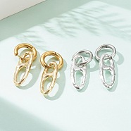 304 Stainless Steel Huggie Hoop Earrings, with Alloy Links, Oval, Mixed Color, 38mm, Pin: 1mm, 2pair/set(EJEW-JE04473)
