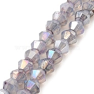 Imitation Jade Glass Beads Strands, AB Color Plated, Faceted, Bicone, Slate Gray, 4.5x4mm, Hole: 1mm, about 89~100pcs/strand, 13.31''~14.25''(33.8~36.2cm)(GLAA-P058-02A-06)