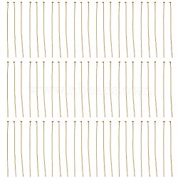 300Pcs 304 Stainless Steel Flat Head Pins, Real 18K Gold Plated, 50x0.7mm, 21 Gauge, Head: 1.5mm(STAS-SC0005-79)