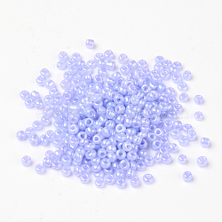 Glass Seed Beads, Ceylon, Round, Lilac, 4mm, Hole: 1.5mm, about 4500pcs/pound(SEED-A011-4mm-146)