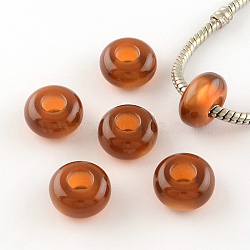 Imitation Cat Eye Resin European Beads, Large Hole Rondelle Beads, Peru, 13~14x7~7.5mm, Hole: 5mm(RPDL-S001-05)