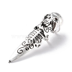 Alloy Finger Rings, Skull, Antique Silver, US Size 9 1/4(19.1mm), 95x25.5x28mm(RJEW-G115-03AS)