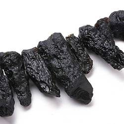 Natural Tektite Beads Strands, Rough Raw Stone, Top Drilled, Nuggets, 21~50x9~20x7~19mm, Hole: 0.8mm, about 32pcs/Strand, 16.54 inch(42cm)(G-K419-02C)