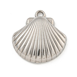 Non-Tarnish 304 Stainless Steel Pendants, Shell Shape Charms, Stainless Steel Color, 21x20.5x5mm, Hole: 2mm(STAS-I307-504P)