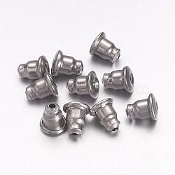 Tarnish Resistant 304 Stainless Steel Ear Nuts, Bullet Earring Backs, Stainless Steel Color, 6x5mm(STAS-E019-3)