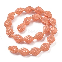 Synthetic Coral Carved Beads Strands, Dyed, Spiral Shell Shape, Dark Salmon, 17.5x12.5x11mm, Hole: 1.4mm, about 22pcs/strand, 14.57''(37cm)(CORA-I023-07E)