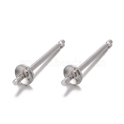 Sterling Silver Stud Earring Findings, Earring Post for Half Drilled Beads, Platinum, 13x3mm, Pin: 0.8mm(X-STER-A003-124P)