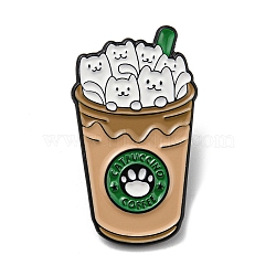 Coffee Cat Alloy Enamel Brooch, for Men and Women, Sandy Brown, 30.5x17.5x1.5mm(JEWB-C023-13A-EB)