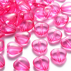 Transparent Acrylic Beads, Heart, Camellia, 13.5x13.5x5.5mm, Hole: 1.5mm, about 775pcs/500g(TACR-S154-54B-82)