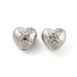 Alloy Beads, Long-Lasting Plated, Lead Free & Cadmium Free & Nickel Free, Heart, Platinum, 7x8x8mm, Hole: 1.6mm(PALLOY-K020-08P)