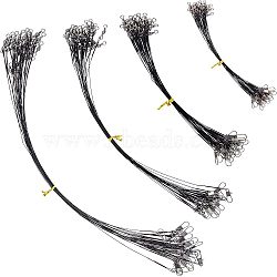 Steel Fishing Wire Leaders, Fishing Line Wire Leaders with Swivels and Snaps, Black, 185~342mm, 100pcs/set(FIND-FH0001-02A)