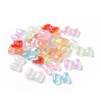 Transparent Acrylic Imitation Jelly Charms, Bowknot Charm, Mixed Color, 20.5x28x9.5mm, Hole: 2.5mm