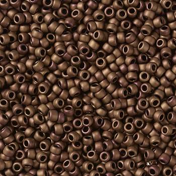 TOHO Round Seed Beads, Japanese Seed Beads, (618) Opaque Frosted Pastel Mudbrick, 15/0, 1.5mm, Hole: 0.7mm, about 15000pcs/50g