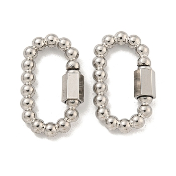 304 Stainless Steel Screw Carabiner Lock Charms, for Necklaces Making, Oval, 27.5x15x3.5mm