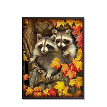 Animals DIY Diamond Painting Kit, Including Resin Rhinestones Bag, Diamond Sticky Pen, Tray Plate and Glue Clay, Raccoon, 400x300mm