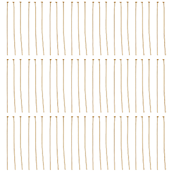 300Pcs 304 Stainless Steel Flat Head Pins, Real 18K Gold Plated, 50x0.7mm, 21 Gauge, Head: 1.5mm