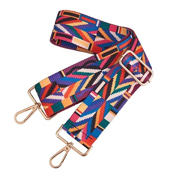 Wide Polyester Purse Straps, Replacement Adjustable Shoulder Straps, Retro Removable Bag Belt, with Swivel Clasp, for Handbag Crossbody Bags Canvas Bag, Geometric Pattern, 71~127x5cm