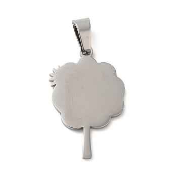 304 Stainless Steel Pendants, Stamping Blank Tag, Clover Charm, Stainless Steel Color, 27.5x18x1mm, Hole: 6.5x4mm