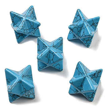 Dyed Synthetic Turquoise Beads, No Hole/Undrilled, Merkaba Star, Deep Sky Blue, 25x25x25mm