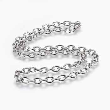 304 Stainless Steel Cable Chains Necklaces, with Lobster Claw Clasps, Stainless Steel Color, 19.8 inch(50.2cm)