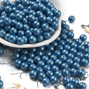 Baking Paint Glass Seed Beads, Round, Steel Blue, 6mm, Hole: 0.9mm, about 1500pcs/pound