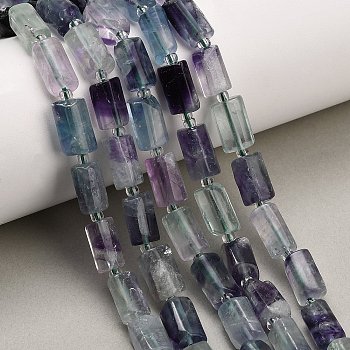 Natural Fluorite Beads Strands, Faceted Column, with Seed Beads, 11.5~12.5x6.5x7.5mm, Hole: 1.2mm, about 28~30pcs/strand, 15.75''(40cm)