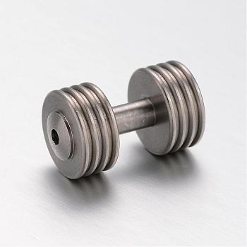 201 Stainless Steel Beads, Sports Beads, Dumbbell, Stainless Steel Color, 19x11mm, Hole: 2mm