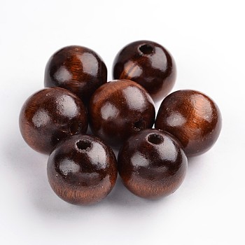 Natural Wood Beads, Round, Lead Free, Dyed, Deepcoffee, 24-25mm in diameter, hole: 5mm