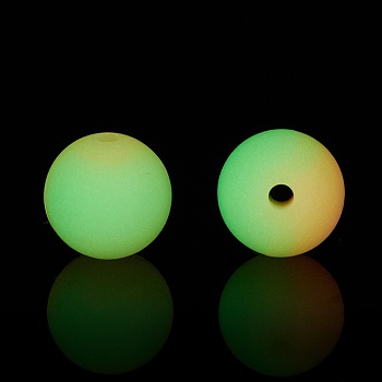 Two Tone Luminous Silicone Beads, DIY Nursing Necklaces and Bracelets Making, Round, Yellow Green, 11.5mm, Hole: 2mm