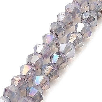 Imitation Jade Glass Beads Strands, AB Color Plated, Faceted, Bicone, Slate Gray, 4.5x4mm, Hole: 1mm, about 89~100pcs/strand, 13.31''~14.25''(33.8~36.2cm)
