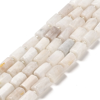 Natural Rainbow Moonstone Beads Strands, with Seed Beads, Faceted, Column, 8.5~11x5.5~6.5mm, Hole: 1mm, about 14~15pcs/strand, 7.48''(19cm)