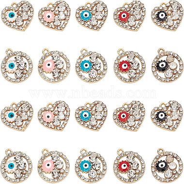 Light Gold Mixed Color Mixed Shapes Alloy Rhinestone+Enamel Pendants