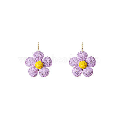 Flower Alloy Raffia Dangle Earrings(FS-WG89508-04)-1