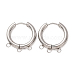 304 Stainless Steel Huggie Hoop Earring Findings, Round, with 3-Loops, Long-Lasting Plated, Stainless Steel Color, 21x20x3mm, Hole: 1.8mm(STAS-D183-03G-P)