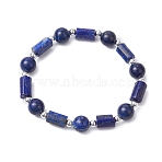 Natural Lapis Lazuli Round Beaded Stretch Bracelets for Women, with CCB Plastic Beads, Inner Diameter: 2 inch(5.1cm)(BJEW-JB11137-02)