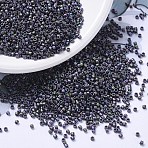 MIYUKI Delica Beads Small, Cylinder, Japanese Seed Beads, 15/0, (DBS1053) Matte Metallic Plum Emerald Gold Iris, 1.1x1.3mm, Hole: 0.7mm, about 3500pcs/10g(X-SEED-J020-DBS1053)