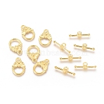 Tibetan Style Alloy Toggle Clasps, Flower, Golden, Flower: 18x12x2mm, Hole: 1.5mm, Bar: 19.5x6.5x3mm, Hole: 1.8mm(TIBE-G015-06G)