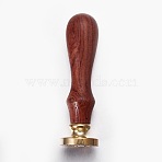 DIY Letter Scrapbook, Brass Stamps and Wood Handle Sets, Flower, Golden, 2x9cm(AJEW-TAC0016-01B)