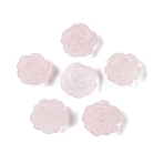 Natural Rose Quartz Carved Beads, Rose Flower, Half Drilled, 11~12.5x11~12.5x5~7mm, Hole: 1~1.5mm(G-Q601-41C-02)