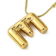 Ion Plating(IP) Initial Letter 304 Stainless Steel Pendant Necklaces, Real 18K Gold Plated, Letter E, 15.91 inch(40.4cm), pendant: 21x15mm(NJEW-R265-05G-E)