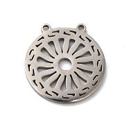 Bohemian Style 304 Stainless Steel Pendant, Laser Cut, Flat Round, Stainless Steel Color, 17x16x1.5mm, Hole: 1mm(STAS-M314-03E-P)